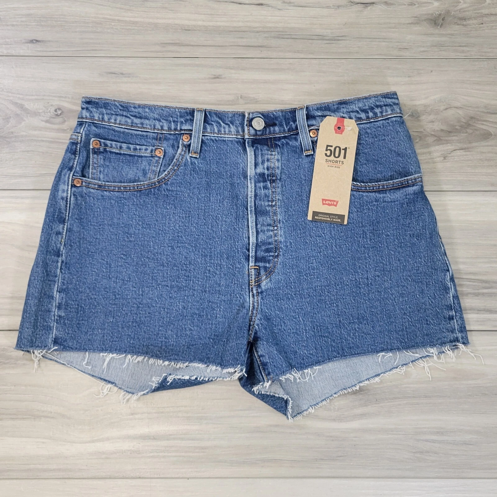 Levi's 501 Shorts Women's 32 Medium Wash High Rise New 563270111