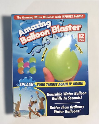 AMAZING BALLOON BUSTER - REUSABLE WATER BALLOONS (12 pc) EASY TO USE *BRAND NEW*