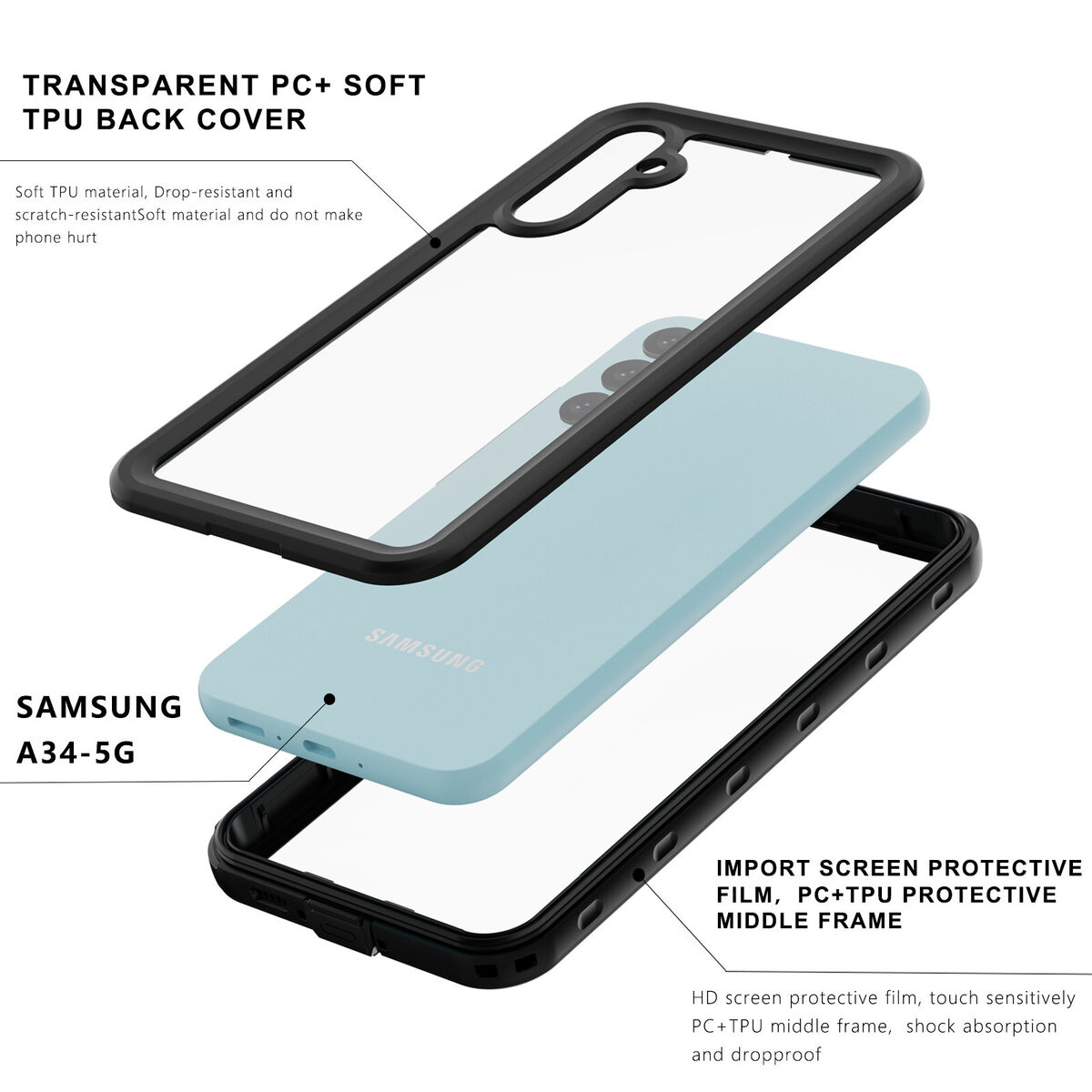 Waterproof & shockproof case for Galaxy S23 Plus 5G 360° optimal