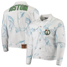 FISLL NBA Men's Boston Celtics Team Classic Denim Jacket