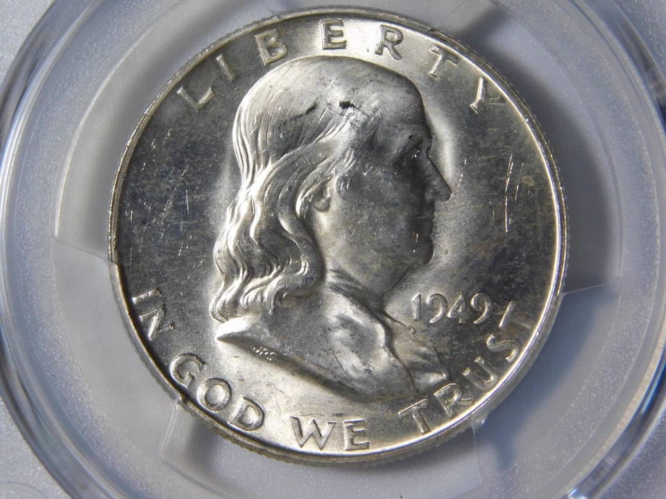 1949-D  FRANKLIN SILVER COIN HALF DOLLAR GOLD SHIELD PCGS GRADED MS64FBL - Image 3 of 4