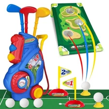 Toddler Golf Set for Boys Girls 2 3 4 5 Years Old, Upgraded Kids Golf Cart wi...