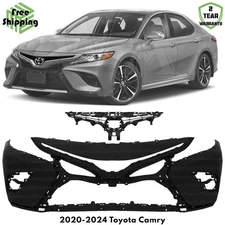 Front Bumper Cover & Grille Assembly Kit For 2020-2024 Toyota Camry