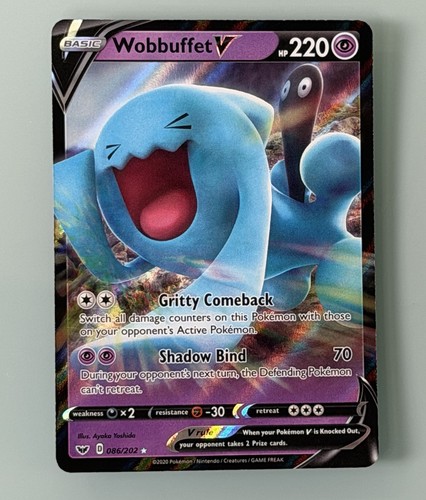 Pokemon TCG Wobbuffet V 086/202 Sword & Shield Base Set Ultra Rare Holo NM