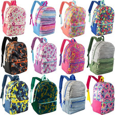 24-Pack 17" Bulk Backpacks for Students in 24 Assorted Colors