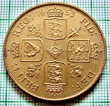 Great Britain Retro Model Elizabeth II 1953 Double Florin, Brass Fantasy Coin