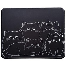 Cute Black Cats Mouse Pad with Stitched Edge Washable Cat Design Mousepad wit...