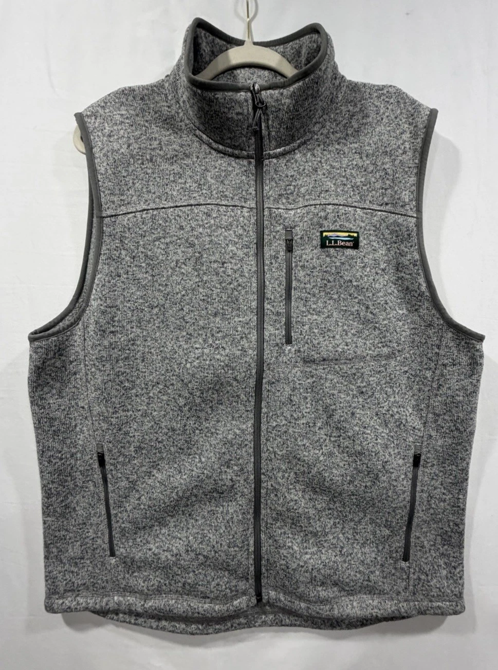 L.L. Bean Fleece Lined Wool Vest Mens L Full Zip Sherpa Lined Gray Cabincore