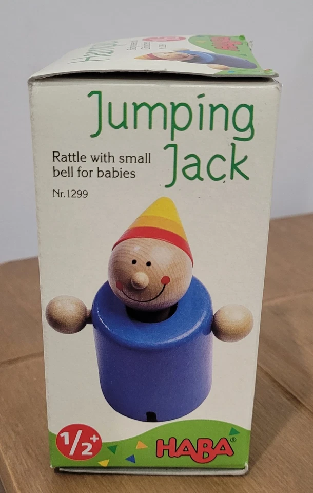 Haba 蓝色木质木制小丑摇铃带小铃铛适用于德国制造的婴儿 — 第 3/4 张图片