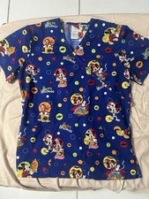 Disney Mickey Mouse Happy Halloween Womens Scrub Top Size S Small Medical Nurse