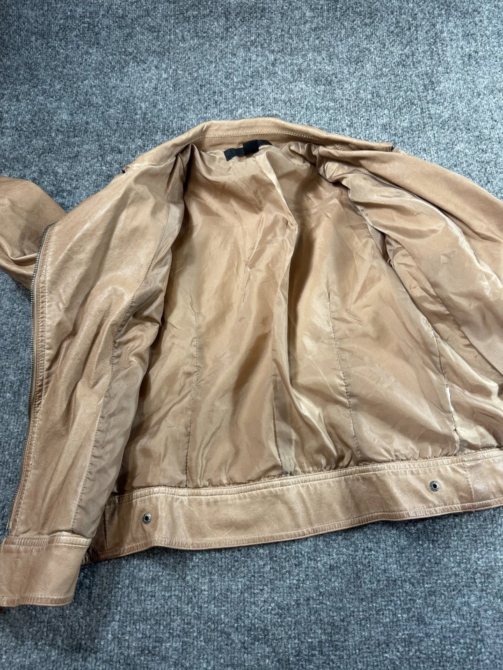 XXI Chaqueta Mujer Medio Tostado Imitación Cuero Muesca Solapa Cremallera Completa Chaqueta Motocicleta Foto 3 de 4