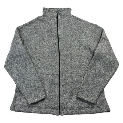 Vintage Best Company Knit Jumper Full Zip Wool Winter Grey Sweater Mens Large