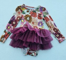 Posh Peanut Floral Longsleeve Tutu One-Piece Size 2T