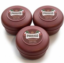 PRORASO Sapone Da Barba Red Shaving Soap in Bowl with Sandalwood  3Pack