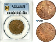 AL372, British Honduras, Victoria, 1 Cent 1885, London Mint, PCGS MS64RB