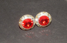 STARLIGHT PERFORMANCE RHINESTONE PERFORMANCE EARRINGS--11MM-RED- 7S