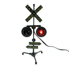 Railroad Crossing Signal Flashing Red Lights Desk Lamp RR Xing Train Sign Light