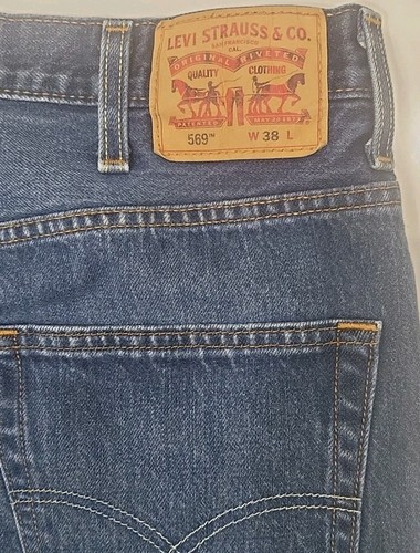 Levi’s 569 Loose Straight Jean Shorts Size 38 Blue Denim Classic Long - Picture 7 of 8