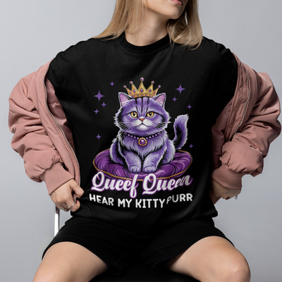 Queef Queen Shirt Funny Cat Meme Kitty Purr Humor Unisex Graphic Tee