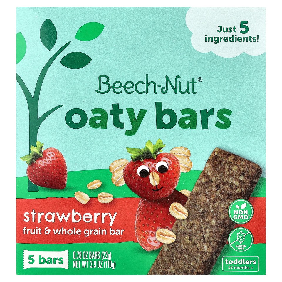 Oaty Bars, 12+ Months, Strawberry, 5 Bars, 0.78 oz (22 g) Each