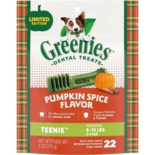 Greenies Pumpkin Spice Dental Chews Dog Treats Fresh Breath, Teenie Small, 22 ct