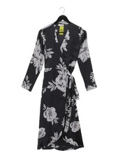 Dancing Leopard Wrap Midi Dress UK8 in Black