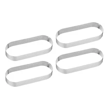 4pcs Perforated Cake Rings 5.91" Stainless Steel Oval Tartlet Ring