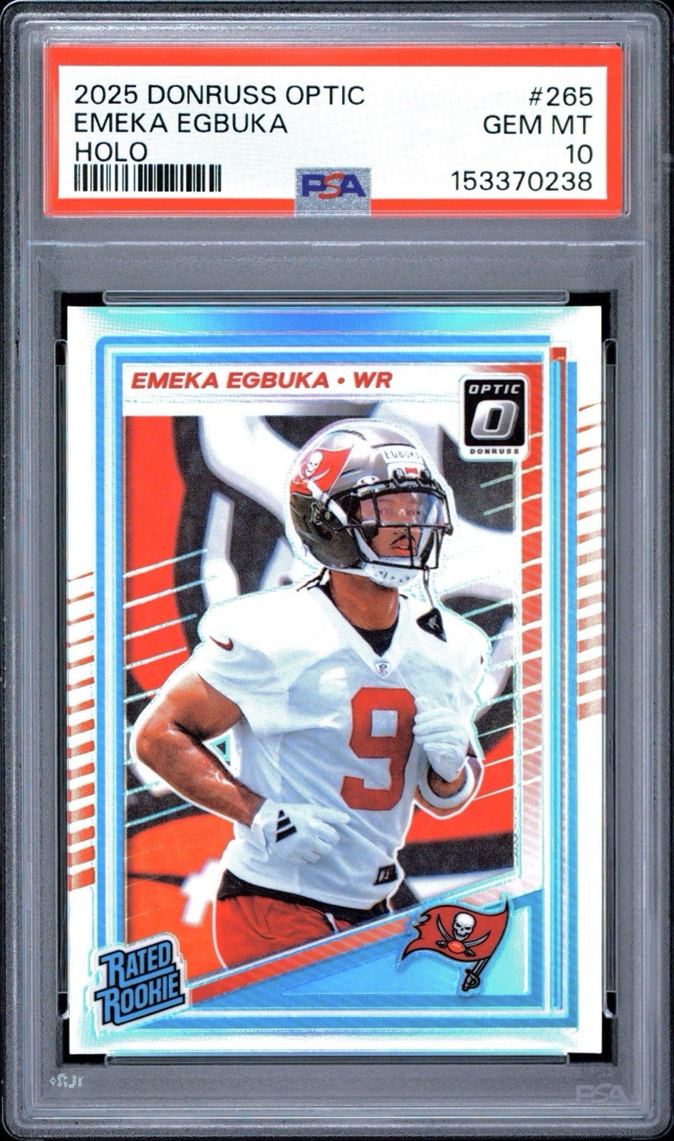 2025 DONRUSS OPTIC #265 EMEKA EGBUKA RATED ROOKIE HOLO PSA 10