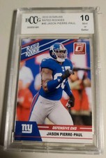 2010 Donruss Rated Rookies, Jason Pierre- Paul, Rookie BCCG Graded 10, NY Giants