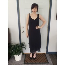 Floaty Black Midi Dress