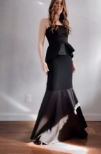 Black Belted Maxi Dress w Peplum Bodice Vera Wang Bride