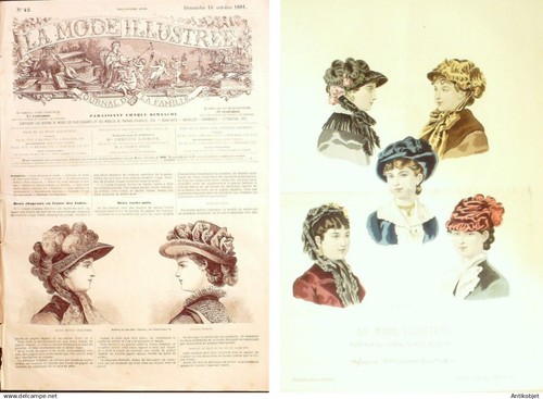 La Mode illustrée journal + gravure associée 1881 # 42 - Imagen 1 de 3