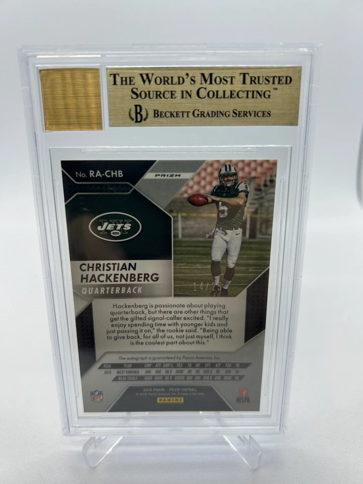 2016 Panini Prizm Camo Rookie Autographs Christian Hackenberg BGS 9.5 /25 #23 - Image 2 of 2