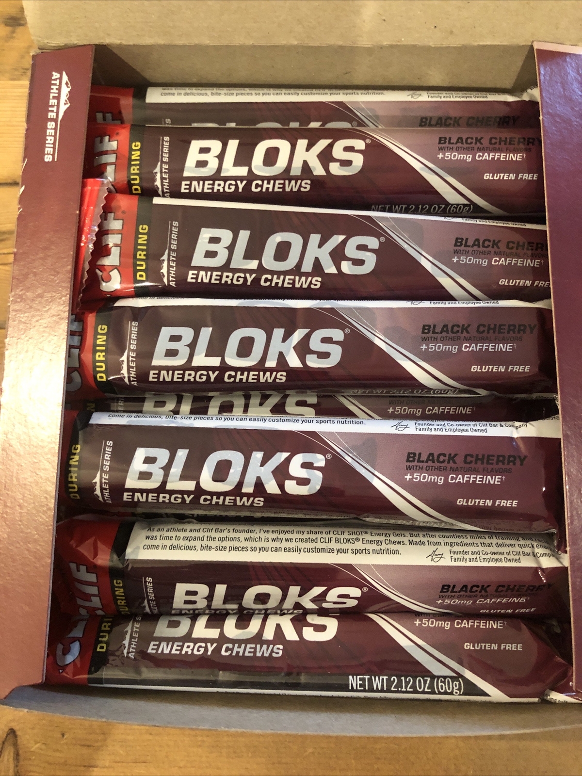 CLIF BLOKS Energy Chews Black Cherry w/ 50mg Caffeine 1 Case 18 Packs
