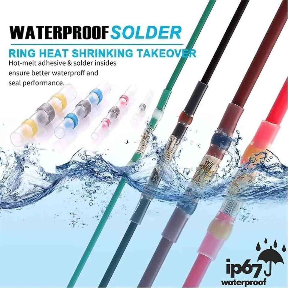 Kit Cosse Électrique Thermorétractable 50pcs Connecteur Manchon à Souder Étanche - Photo 3/4