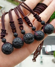 5pcs Volcano Lava Stone ball Pendants Necklace Chakra Reiki Healing Amulet