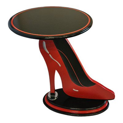 Luxury Red and Black High Heel Shoe table, Mirror accents, Unique Table 27''x18''