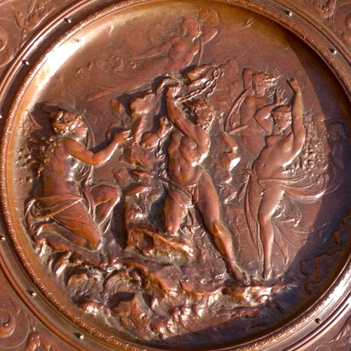 Antique c1883 Elkington & Co Greek Mythological Prometheus Wall Plaque 14.25" - Image 2 of 4