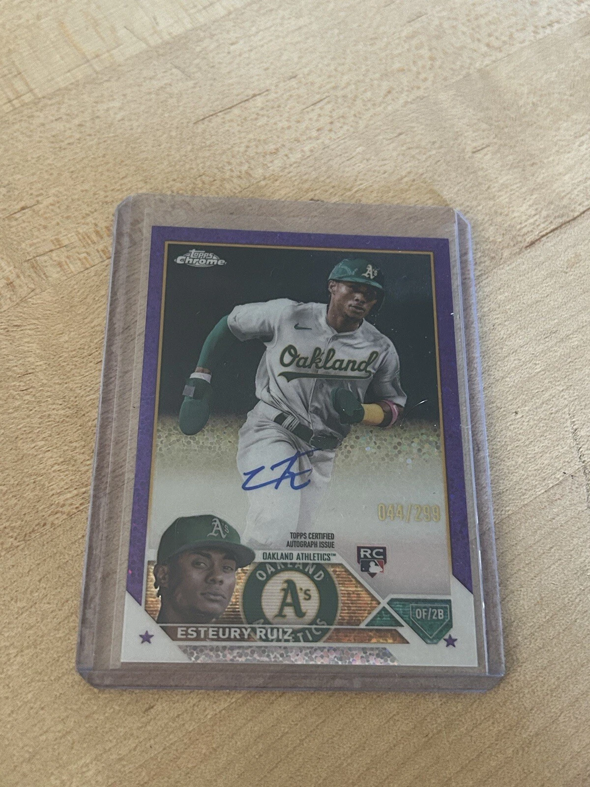 2023 Topps Chrome Update Esteury Ruiz Purple Speckle Auto /299 AC-ER RC