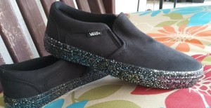 black vans with glitter sole