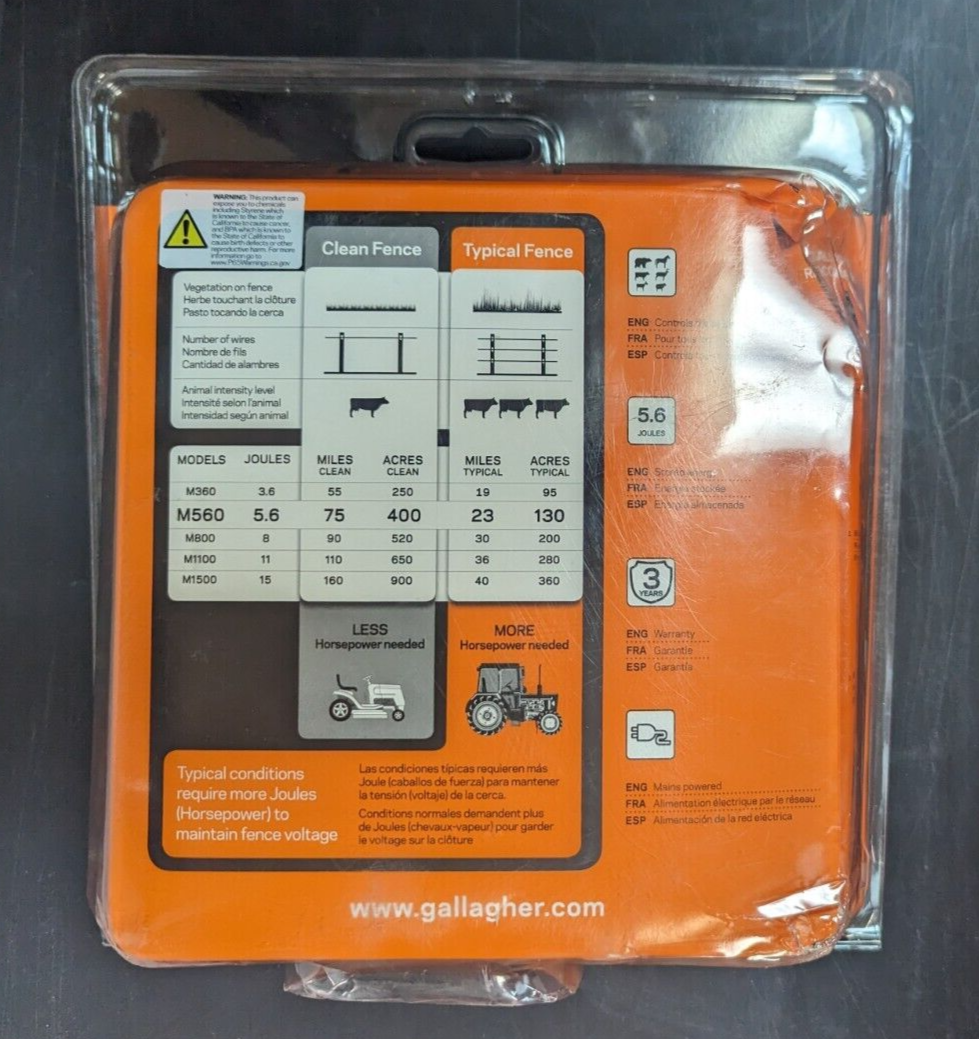 Gallagher M560 75Mile Electric Fence Energizer G323514 Black BRAND NEW