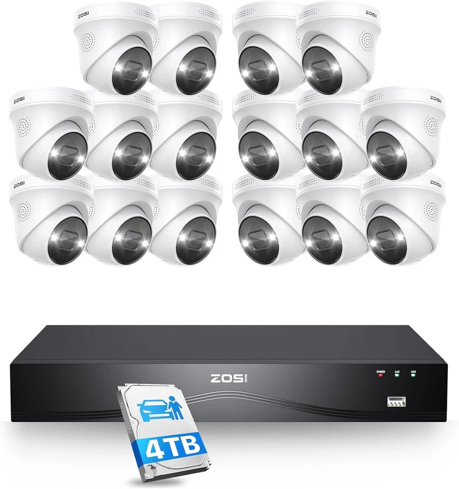 ZOSI 8/16CH 4K PoE CCTV Security Camera System Person Vehicle Detection 2TB/4TB