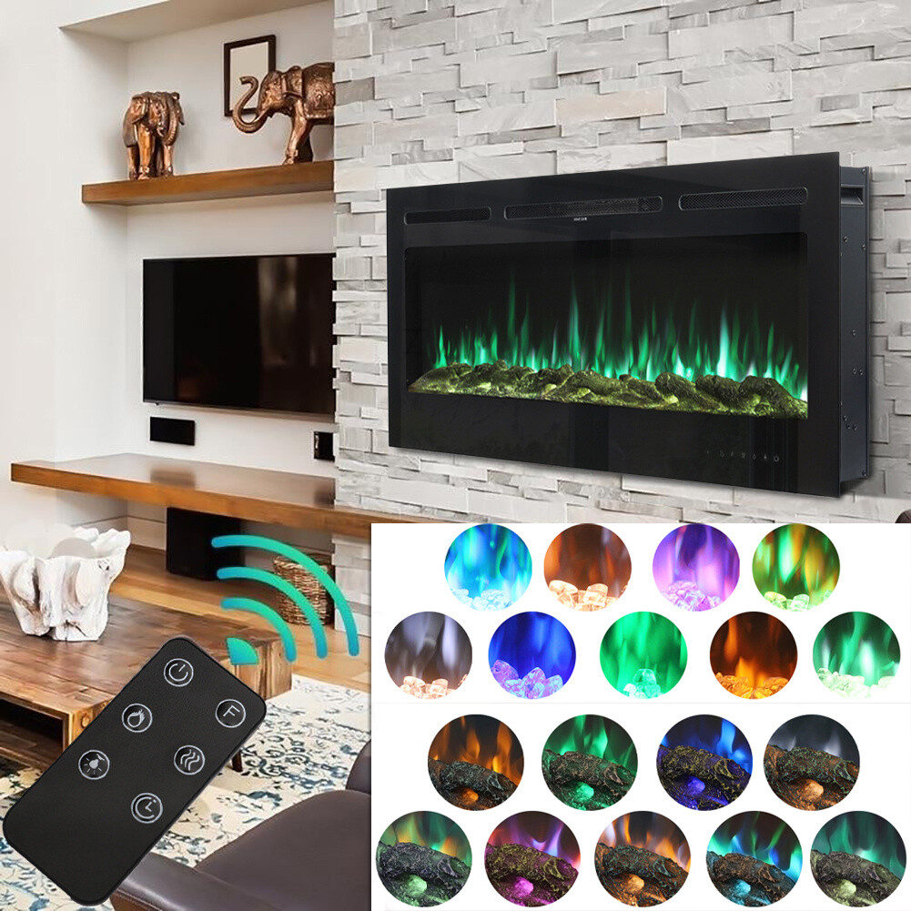 Wall/Floor Electric Fire Fireplace Glass Hearth Faux Flame Decor Remote  Control | eBay