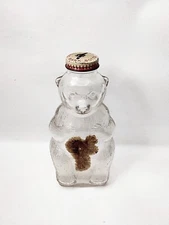 Vintage 1950's Snow Crest Beverages Bear Bottle Coin Bank 7” Tall Clear Glass