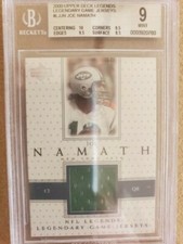 Joe Namath 2000 Upper Deck UD Legends Legendary Game Jersey Patch BGS 9 Mint