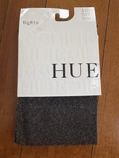 NOS NIP HUE Metallic Tight S/M Black w Gold Sparkle 120-170 lbs