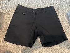 Ann Taylor Loft Womens Original Above Knee Bermuda Shorts Sz 2 Black 100 Cotton