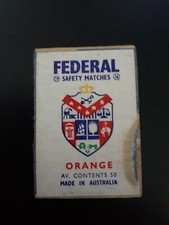 Australian Federal Matchbox Label Coats of Arms towns & cities orange