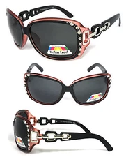 POLARIZED ANTI GLARE Womens Largre Square Rhinestones Sunglasses UV Prtoect
