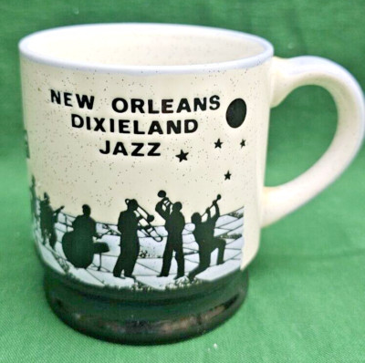 New Orleans Coffee Mug Bourbon Street Dixie Land Jazz Band Playing 3D Cup 10 oz